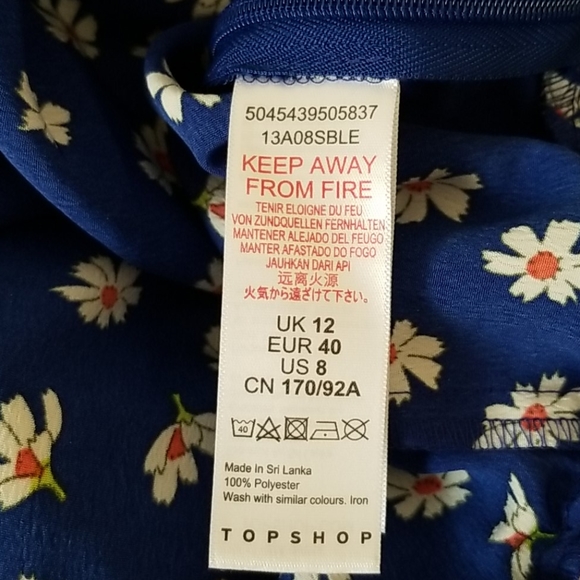 Topshop Blue Floral Print Sleeveless Top in Size 8 - Picture 10 of 10